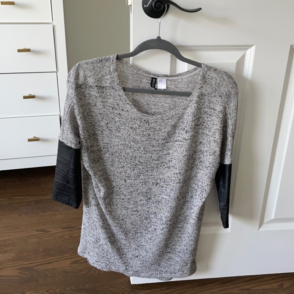 3/4 vegan leather sleeve top